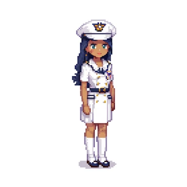 US Navy sailor in dress whites uniform with sailor hat sticker
