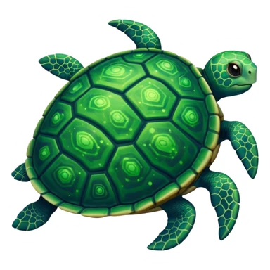 Quasar Turtle emoji – full body, massive cosmic turtle with glowing shell like a galaxy vortex, star patterns, slight side angle. pattern in shell sticker