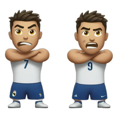 Ronaldo face with two expressions, one extremely angry, the other extremely happy sticker