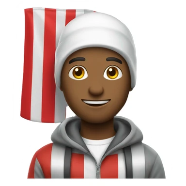 Guy with red white flag sticker