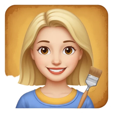 Women painting smilling sticker