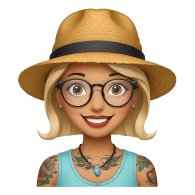 tattooed girl with hat and glasses sticker