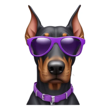 doberman-rhino-cross-wearing-sunglasses-purple-background sticker