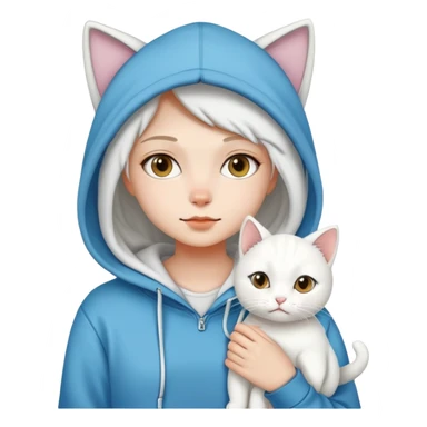 girl wear hoodie with white cat sticker