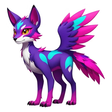 Neon-colored multi-colored edgy badass cool Falvie-Fionbri-creature-fursona, full body, with random markings sticker