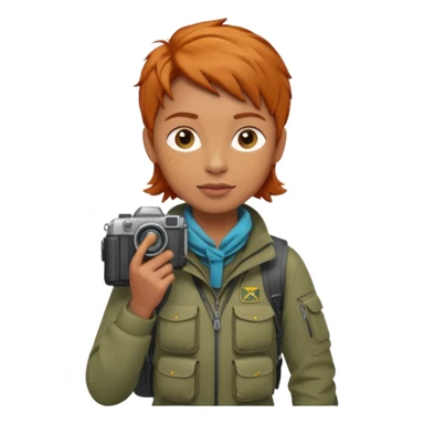 
wildlife photographer, trekking clothes, ginger hair sticker