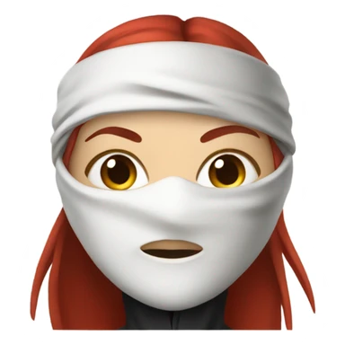 female white skin red haired ninja with face covered sticker