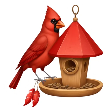 cardinal at bird feeder sticker