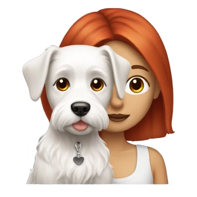 Red haired Girl with a maltese black dog  sticker