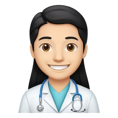 Chica dentista de piel morena clara con cabello negro largo sonriente  sticker