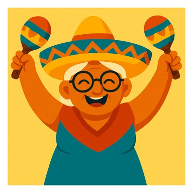 Add maracas to both raised hands, keep the celebratory and vibrant style with colorful and joyful look. sticker