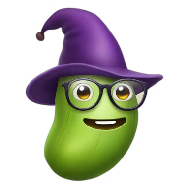 an eggplant with glasses and a hat sticker