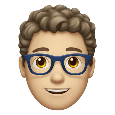 White boy with blue eyes with glasses with dark brown wavy hair sticker