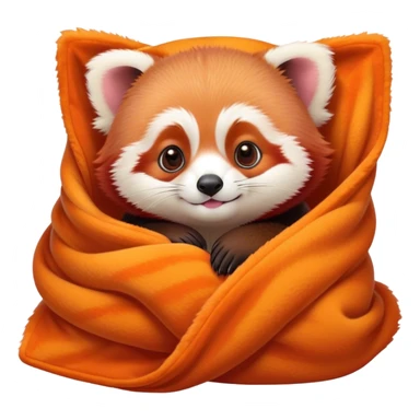 Disney-style cute baby red panda in blanket sticker