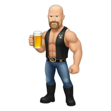 Wwe Steve Austin with beer sticker