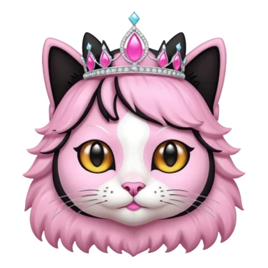 black cat with a pink tiara sticker