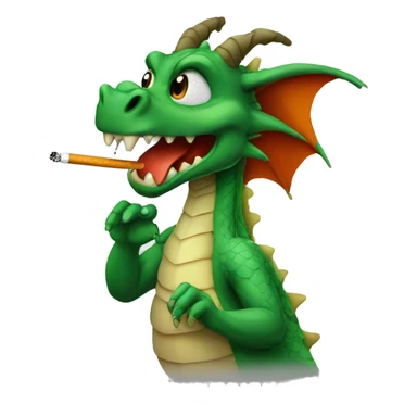 Dragon with a cigarette sticker