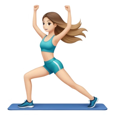 Chica con cabello liso largo balayage haciendo ejercicio sticker