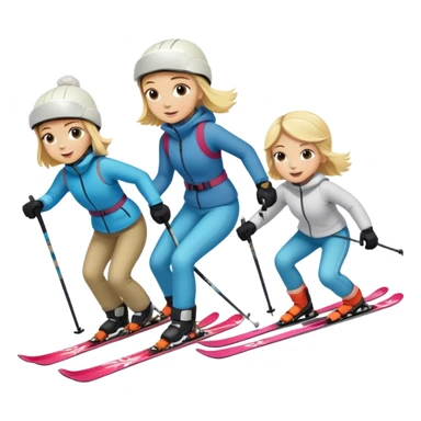 Blonde girl skiing and dirty blonde boy skiing sticker