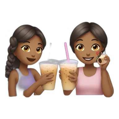 Two girls having boba tea sticker
