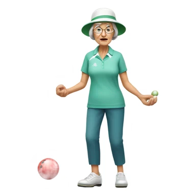 Older Lady playing lawn bowls sticker