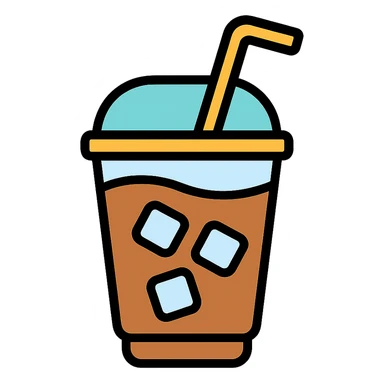 iced coffee with ice cubes and straw icon sticker