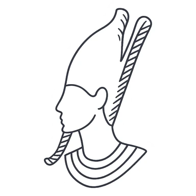 Osiris head, iconic silhouette only, no facial features, hand drawn black outlined icon sticker