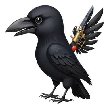 angry crow with a revolver sticker