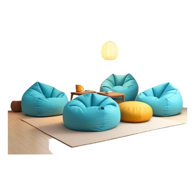 cozy chill zone lounge area with beanbags and ambient lighting sticker