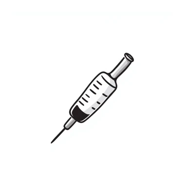 medical syringe, hand drawn doodle style sticker