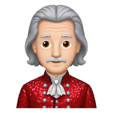 Johann Konrad Dippel (1673-1734) with gray hair, red sequin outfit sticker