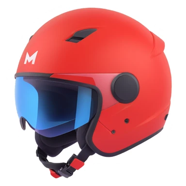 modern snowmobile helmet, red color, sleek and modern design sticker