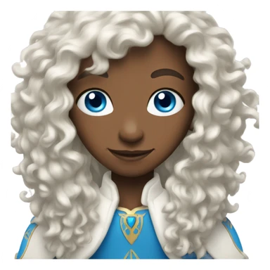 White Elf with long brown curly hair and blue eyes sticker