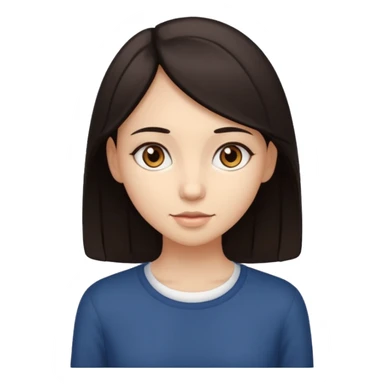 Make an emoji of a slender, full-length girl with dark hair and brown eyes sticker