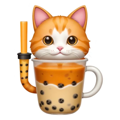 cat with bubble tea holding sticker