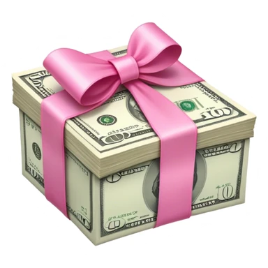 Stack of money wrapped in a pink ribbon  sticker