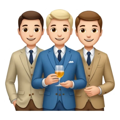 3 men on a date sticker