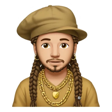 post malone with gold chain necklace, wearing hat, dreadlock hair  sticker