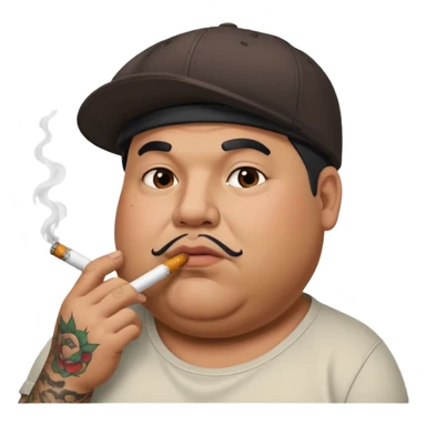 a fat dad with a cap and tattoos, with a cigarette in his mouth sticker