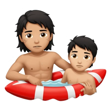 Lifeguard Native American Teenager with messy hair rescuing someone sticker