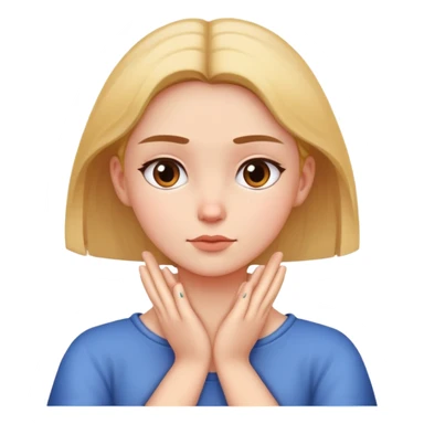 Girl with straight face with hands crossed to choke neck sticker