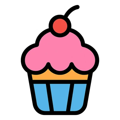 cupcake with pink icing, cherry on top sticker