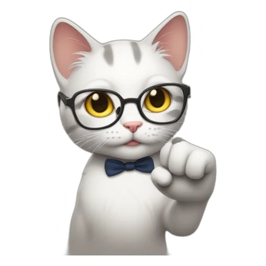 Nerd cat raising his finger sticker