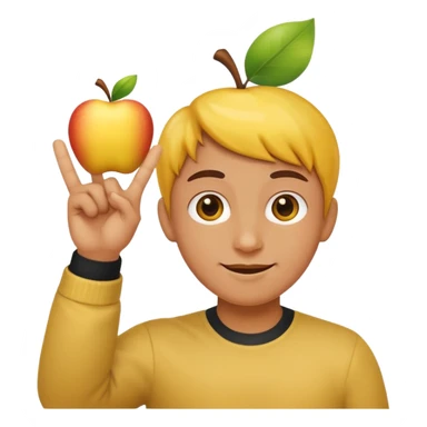 single yellow Apple emoji hand holding up three fingers for 3-0-4, festive background, celebratory accents sticker