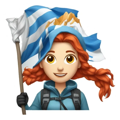 a red hair female on everest with greek flag sticker