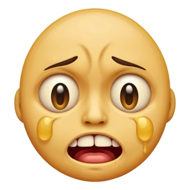 a horrifyingly distorted emoji encapsulating pain sticker