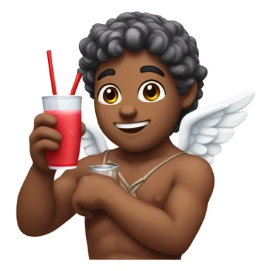Cupid with a drink sticker