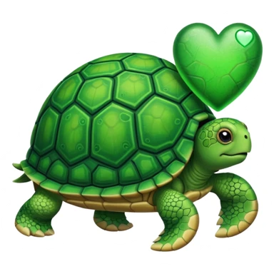 Turtle with green heart sticker