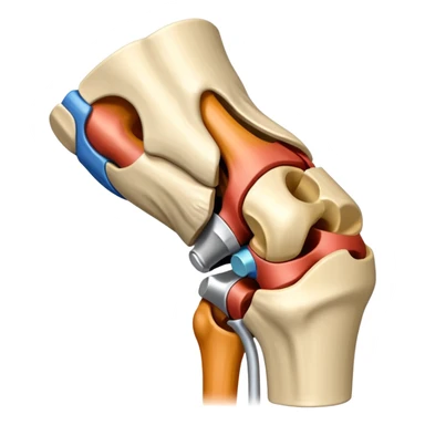 Articulacion de la rodilla en flexión mostrando los ligamentos  sticker