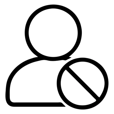 generic person icon of portrait rights with prohibition sign circle with slash overlay, simple bold lines, easily readable at small sizes sticker